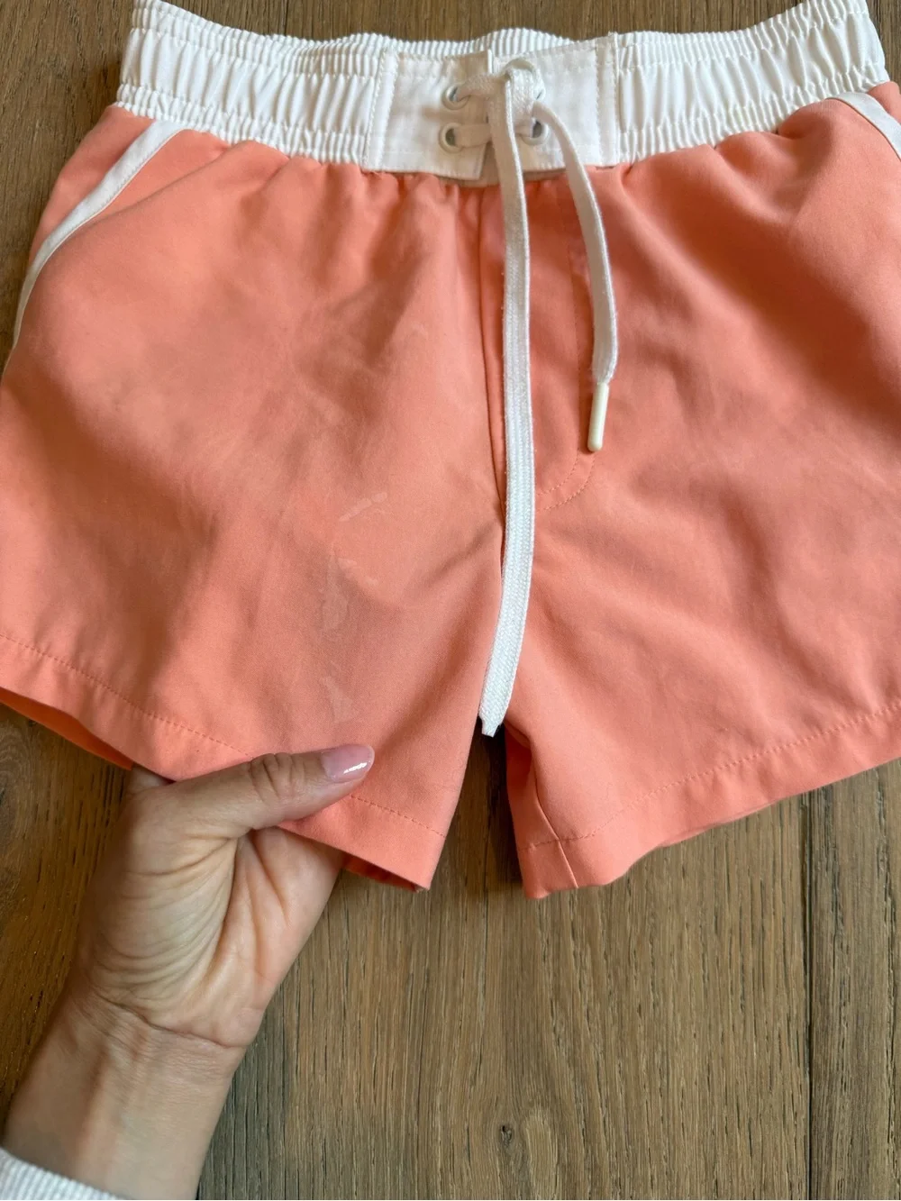 Minnow Kids Coral Swim Shorts with White Waistband 7/8yr
